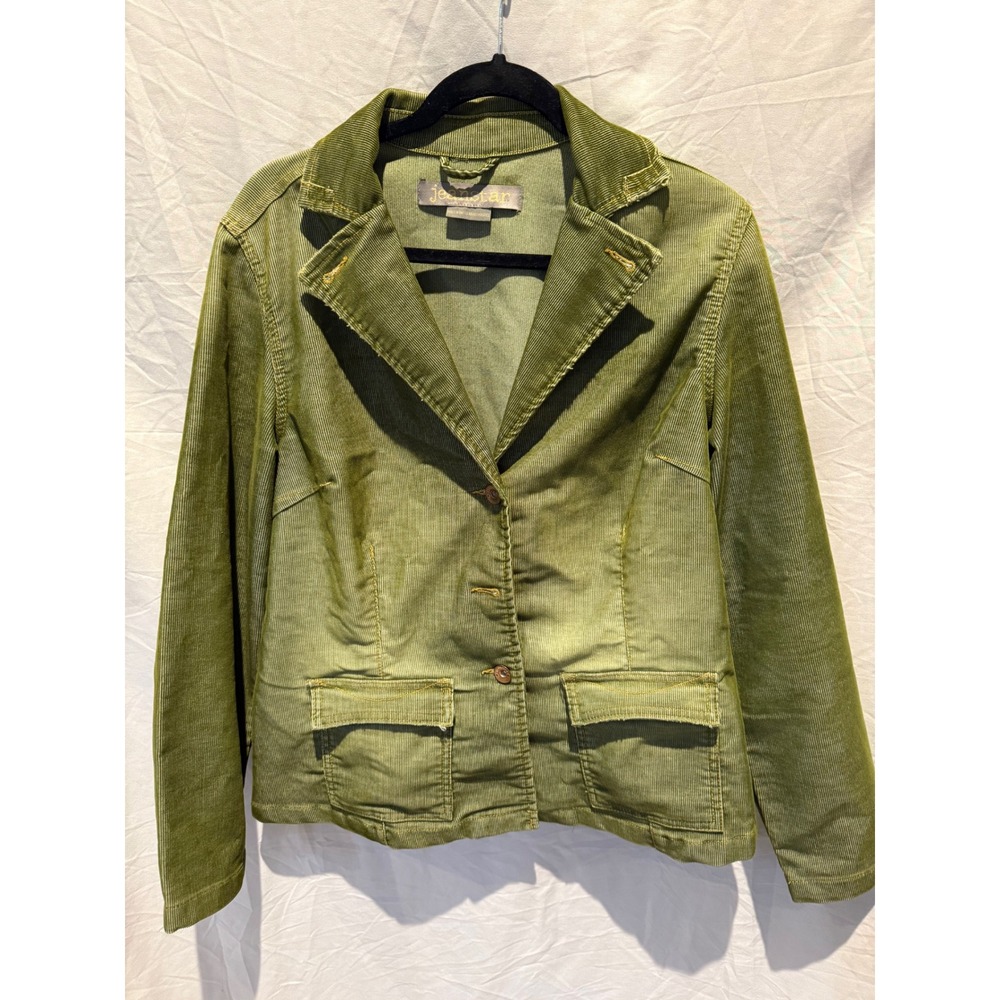 Jeanstar Green Faux Suede Blazer Jacket Button Front Pockets Women's Size XL